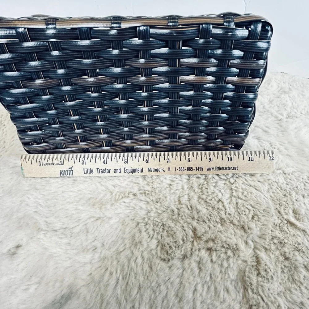 Woven Basket with Handle Storage Organizer Shelf Decor Display Black Brown‎